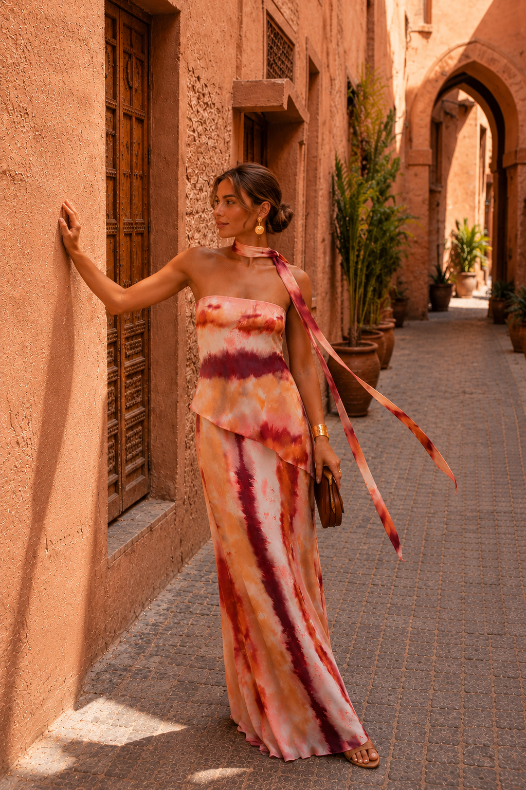 Conjunto  largo estampado con escote