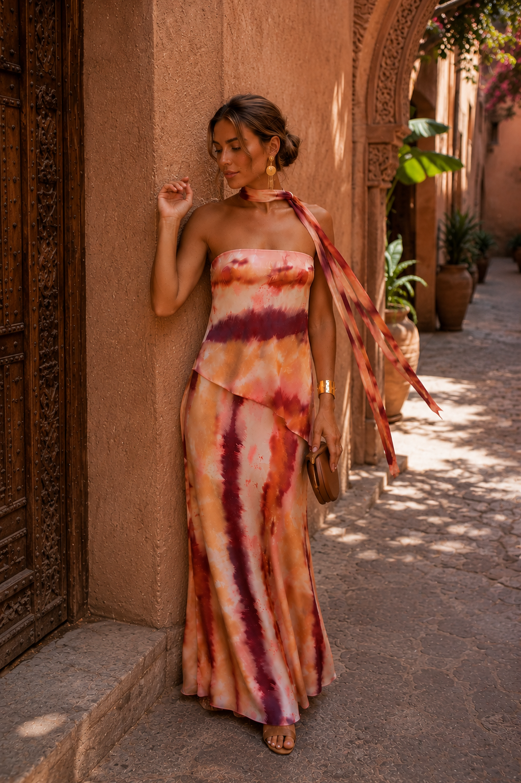 Conjunto  largo estampado con escote